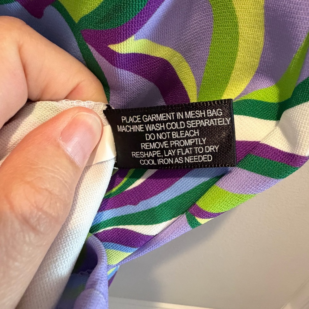 Boston Proper Purple Midi Dress with Green and Blue Abstract Leaf Print - Picture 5 of 6